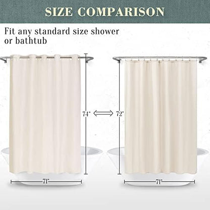No Hook PEVA Shower Curtain or Liner, Standard Size 71 x 74, Beige