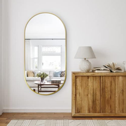 Delma 48x24 Gold Oval Bathroom Mirror for Over Sink, Aluminum Frame