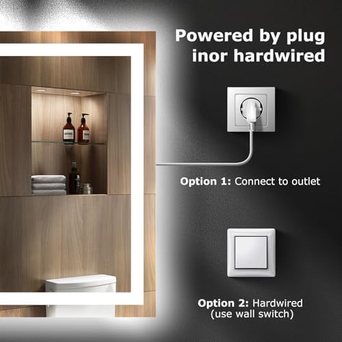 Hivone 36"X32" LED Bathroom Mirror with Lights, UL Listed