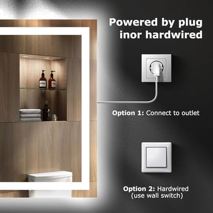 Hivone 36"X32" LED Bathroom Mirror with Lights, UL Listed