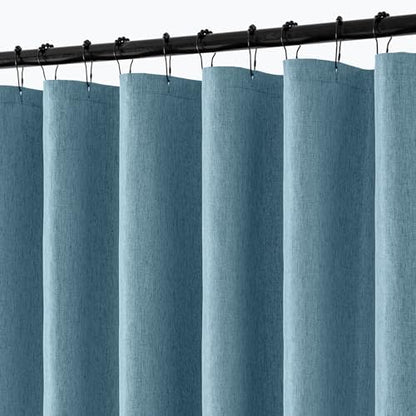 ANRODUO Moonlight Blue Long Linen Fabric Shower Curtain Set - W72xL108