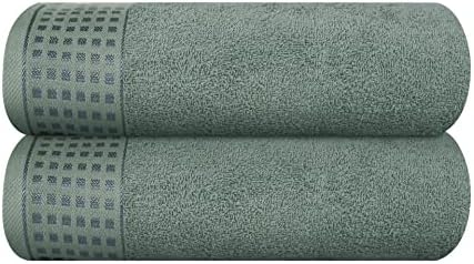 GLAMBURG 100% Cotton 2 Pack Oversized Bath Towel Set 28x55 Inches, Ultra Soft Highly Absorbant Compact Quickdry & Lightweight Large Bath Towels, Ideal for Gym Travel Camp Pool - Jade