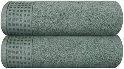 GLAMBURG 100% Cotton 2 Pack Oversized Bath Towel Set 28x55 Inches, Ultra Soft Highly Absorbant Compact Quickdry & Lightweight Large Bath Towels, Ideal for Gym Travel Camp Pool - Jade