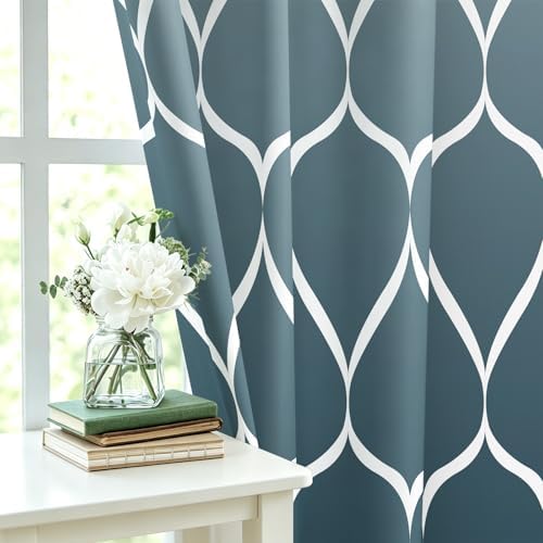 Gelbchu Geometric Shower Curtain for Bathroom, Ombre Aegean Blue, 72x72