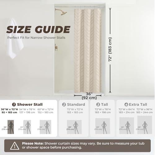 Beige Boho Fabric Shower Curtain 36 x 72 Inches