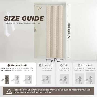 Beige Boho Fabric Shower Curtain 36 x 72 Inches