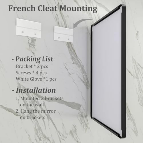 48x30 Inch Black Framed Mirror for Wall