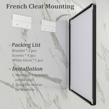 28x36 Inch Black Matte Bathroom Mirror Metal Framed