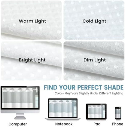 EUTXL Heavyweight No Hook Shower Curtain with Liner, White, 60x74