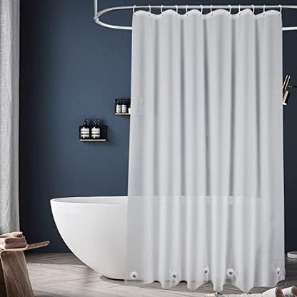EurCross Frosted Extra Long Shower Curtain Liner 86 inch Long Length, Waterproof Opaque PEVA Plastic Shower Liner for Bathroom 72x86 inch with 5 Bottom Magnets No Smells with Rustproof Grommets