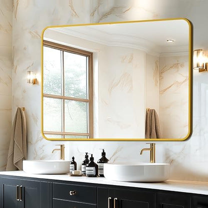 Delma Bathroom Vanity Mirror, Gold Framed Mirror for Over Sink, 40x28