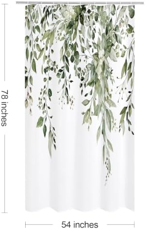 Gibelle Olive Green Eucalyptus Shower Curtain, Floral Print, 54x78