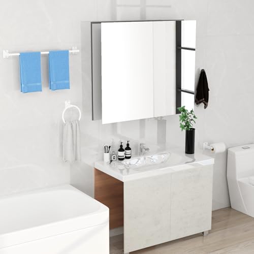 KLJKPA Bathroom Accessories Set, 4-Piece White Bathroom Hardware Set