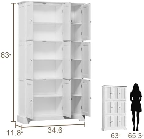 ChooChoo 63.2" Tall Bathroom Storage Cabinet with 9 Doors