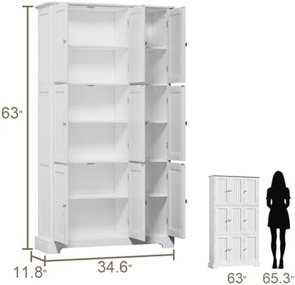 ChooChoo 63.2" Tall Bathroom Storage Cabinet with 9 Doors