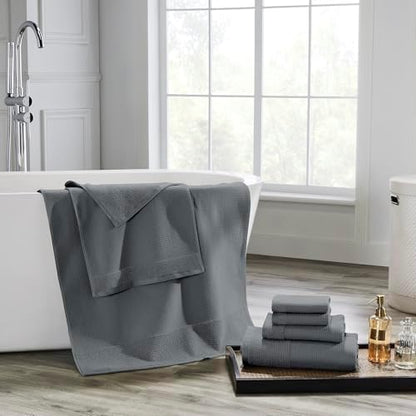 Modern Threads Waffle-Rib 6-Piece Towel Set – Premium Cotton Bath Towels, Ultra-Absorbent & Soft, Elegant Waffle Texture for Bathroom & Spa, Carbon