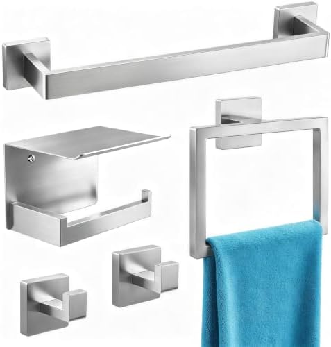 STWWO 5-Piece Bathroom Accessories Hardware Set Brushed Nickel