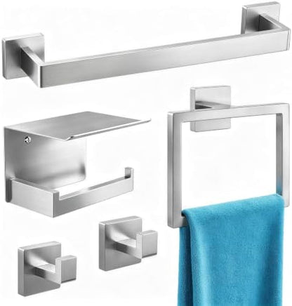 STWWO 5-Piece Bathroom Accessories Hardware Set Brushed Nickel