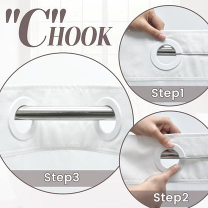 SORTTO No Hook Slub Shower Curtain with Liner, 36x74, White