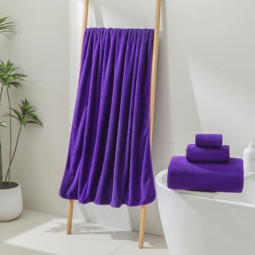 YTYC 39x78 Bath Sheets Set,Towels for Bathroom,Violet Purple,6-Piece