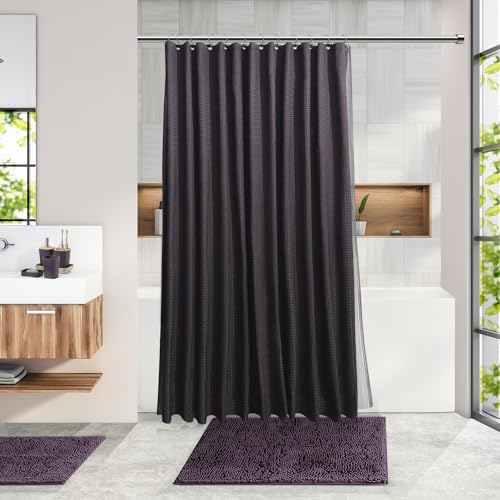 Clara Clark Purple Bathroom Set, Bathroom Sets with Shower Curtain and Rugs