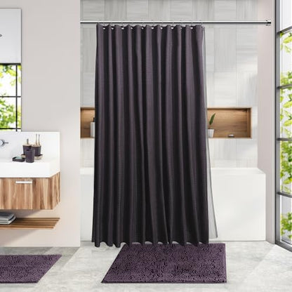 Clara Clark Purple Bathroom Set, Bathroom Sets with Shower Curtain and Rugs