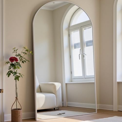 Dewfig Arched Full Length Mirror, 71"x30" Large Floor Mirror, White