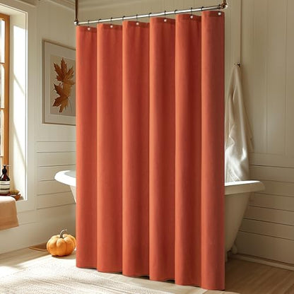 MIULEE Fall Burnt Orange Terracotta Linen Shower Curtain 72*72 Metal Hooks