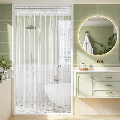 Amazer Clear Shower Curtain Liner, 60x72 Plastic Shower Liner PEVA Medium Weight Inside Shower Curtain for Bathroom with Rustproof Grommets
