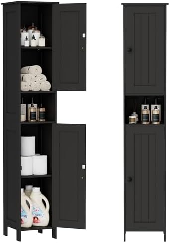 Homleke Tall Bathroom Storage Cabinet with 2 Doors, Slim Bathroom Cabinet
