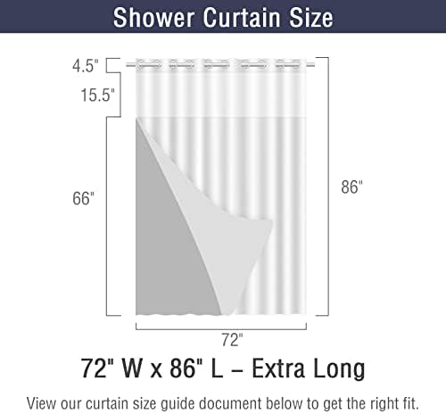 Gibelle No Hook Cloth Black Shower Curtain with Liner, 72x86