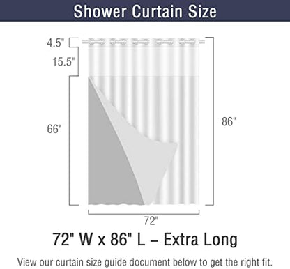 Gibelle No Hook Cloth Black Shower Curtain with Liner, 72x86