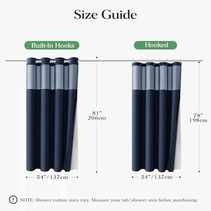 Dynamene Navy Blue Hook Free Waffle Shower Curtain & Snap-in Liner,54x81