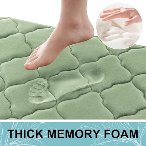 OLANLY Memory Foam Bath Mat Rug 59x24, Ultra Soft Bathroom Rugs, Sage Green