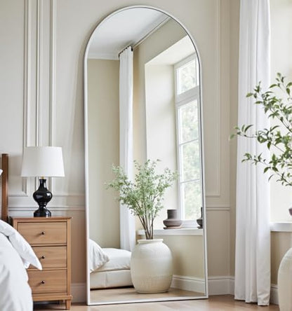 Dewfig Arched Full Length Mirror, 58"X18" Large Full Body Mirror, White
