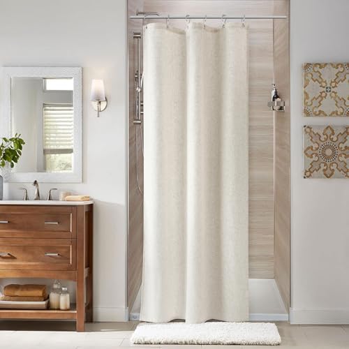 Naturoom Linen Shower Curtain 36x72 Inch for Bathroom Beige 1 Panel