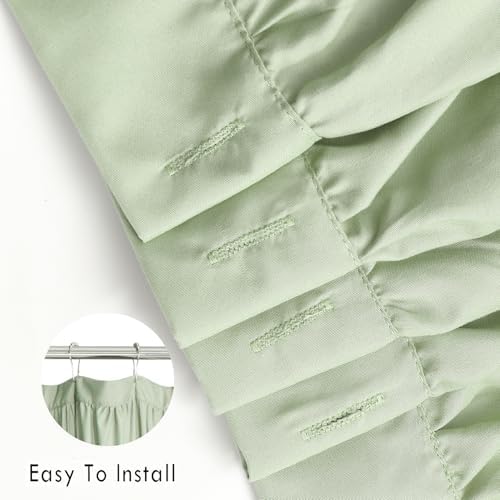 Homechoice Decor Sage Ruffle Shower Curtain, Handcrafted Bow Tie