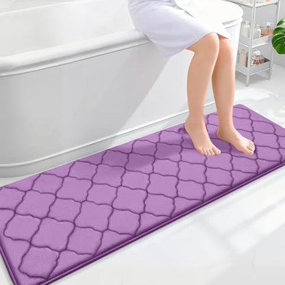 OLANLY Memory Foam Bath Mat Rug 59x20, Ultra Soft Bathroom Rugs, Lavender