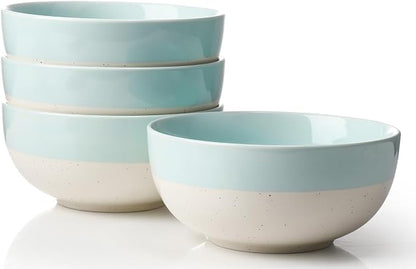 AISBUGUR Cereal Bowls Set of 4, 26oz Large Soup Bowls for Kitchen, Ceramic Serving Bowls for Oatmeal, Salad, Pasta, Soup, Dessert, Dishwasher & Microwave Safe, Blue