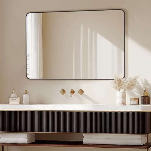 Delma Bathroom Vanity Mirror, Black Framed Mirror for Over Sink, 36x24