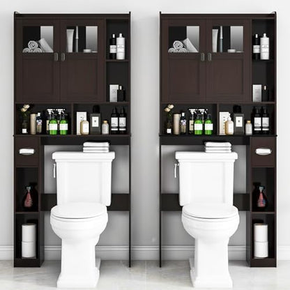 Vabches Over The Toilet Storage Cabinet with Doors and Shelves, Espresso
