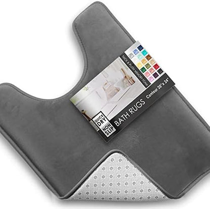 Clara Clark Bathroom Rugs, Velvet Memory Foam Bath Mat, Non-Slip, Machine Washable Bath Rugs - Dries Quickly, Ultra Soft Plush Bath Mats for Bathroom, 20 x 24, Grey