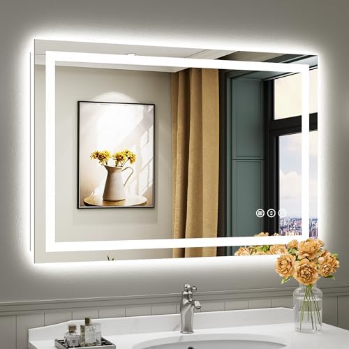 Briivue 44x30 Inch LED Bathroom Mirror with Lights, Backlit & Front Lit