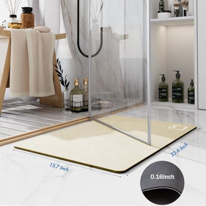 Diatomaceous Earth Bath Mat Stone Bath Mats for Bathroom,15.7"x23.6",Beige