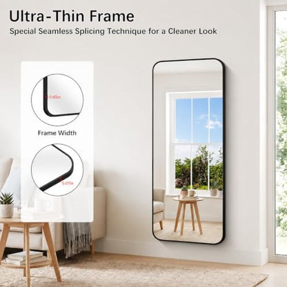 DESBING 60" x 24"Bathroom Mirror, Matte Black Wall Mirror with Metal Frame, Decorative Rectangular Vanity Mirror for Bedroom Bathroom Living Room Entryway (Horizontal/Vertical)