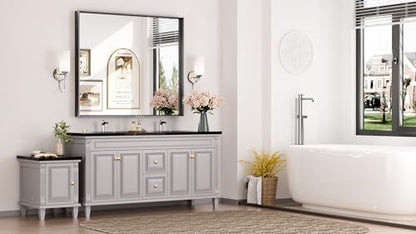 Keonjinn 42x36 Inch Matte Black Bathroom Mirror for Over Sink, Rectangular