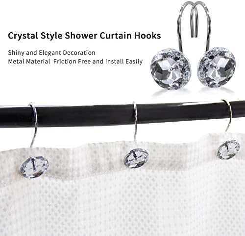 White Diamond Crystal Bling Shower Curtain Hooks Rings for Bathroom,24PCS