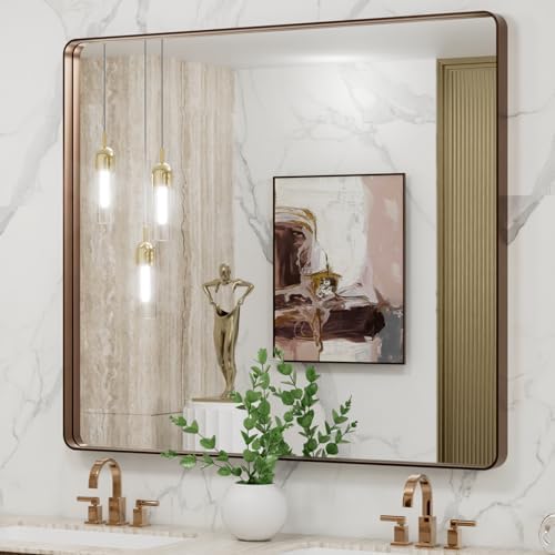 LOAAO 40"X36" Bronze Bathroom Mirrors for Vanity