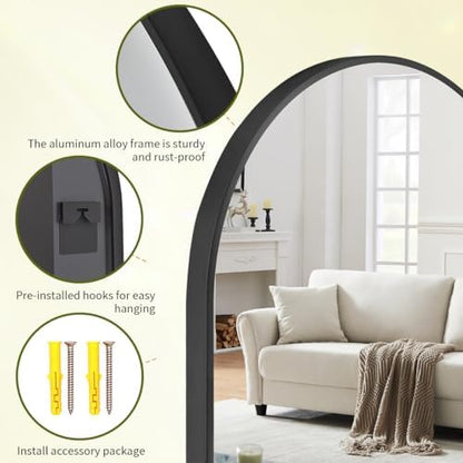 BEAUTYPEAK 30"x40" Arch Bathroom Wall Mirror, Black