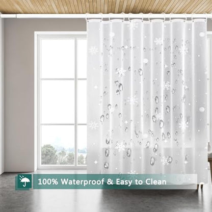 Shower Curtain Liner, 100% Waterproof Peva Shower Curtains with 3 Duty Heavy Bottom Magnets and 12 Rust Proof Grommets, 72x72 Weighted Shower Liner for Shower Stall, Bathtubs